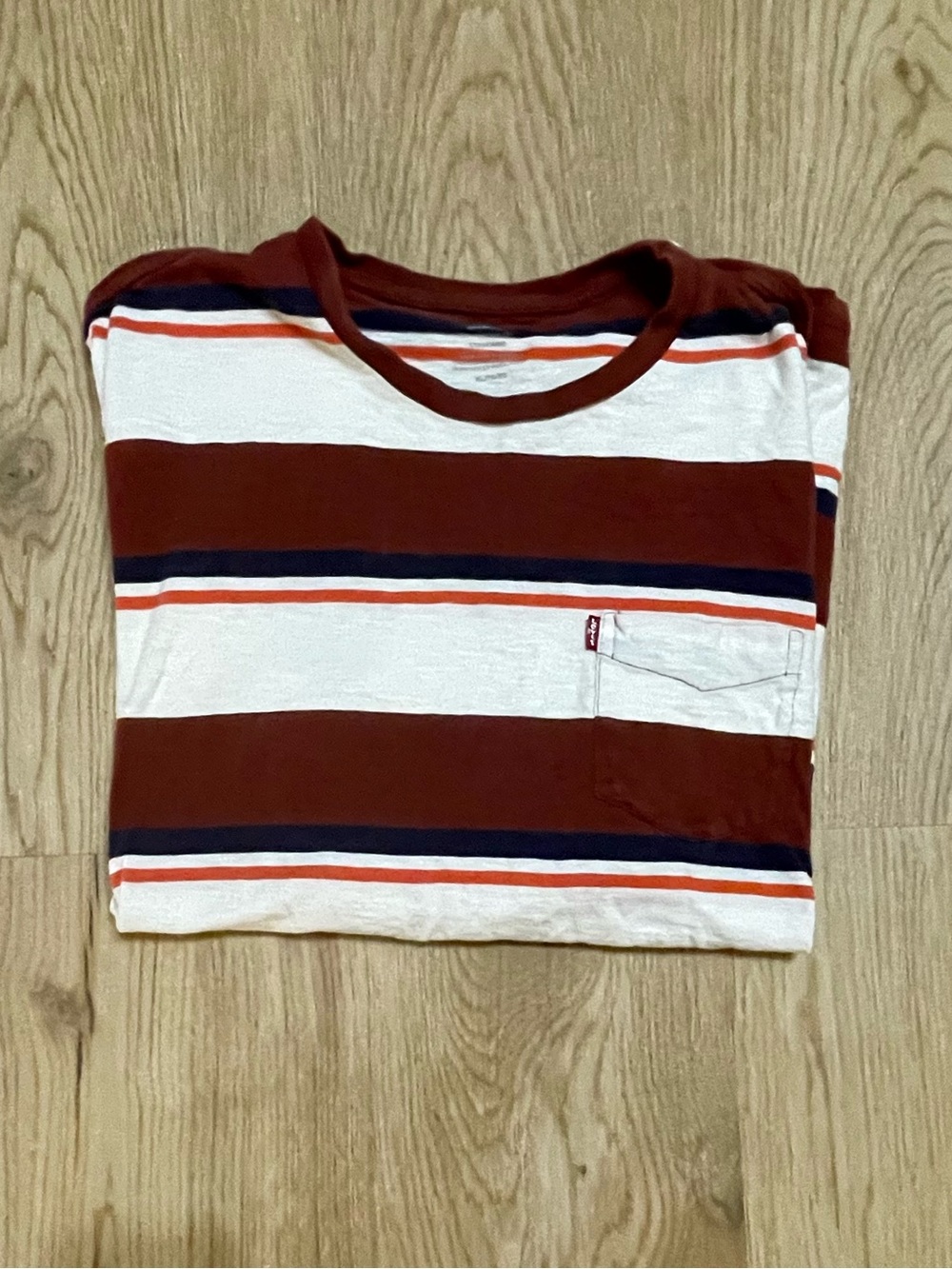 Levi's Men's Short-Sleeve Striped Pocket Tee - Rust, White & Navy